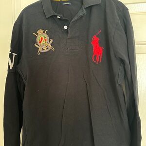 Ralph Lauren Black Polo with Red Embroidery